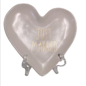 Rae Dunne JUST MARRIED Heart Shaped Trinket Jewelry  Wedding Display Plate